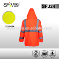 high visibility reflective hot sale cheap working jacket with pu or pvc coating , and 2 hand pockets , ANSI/ISEA 107-2010